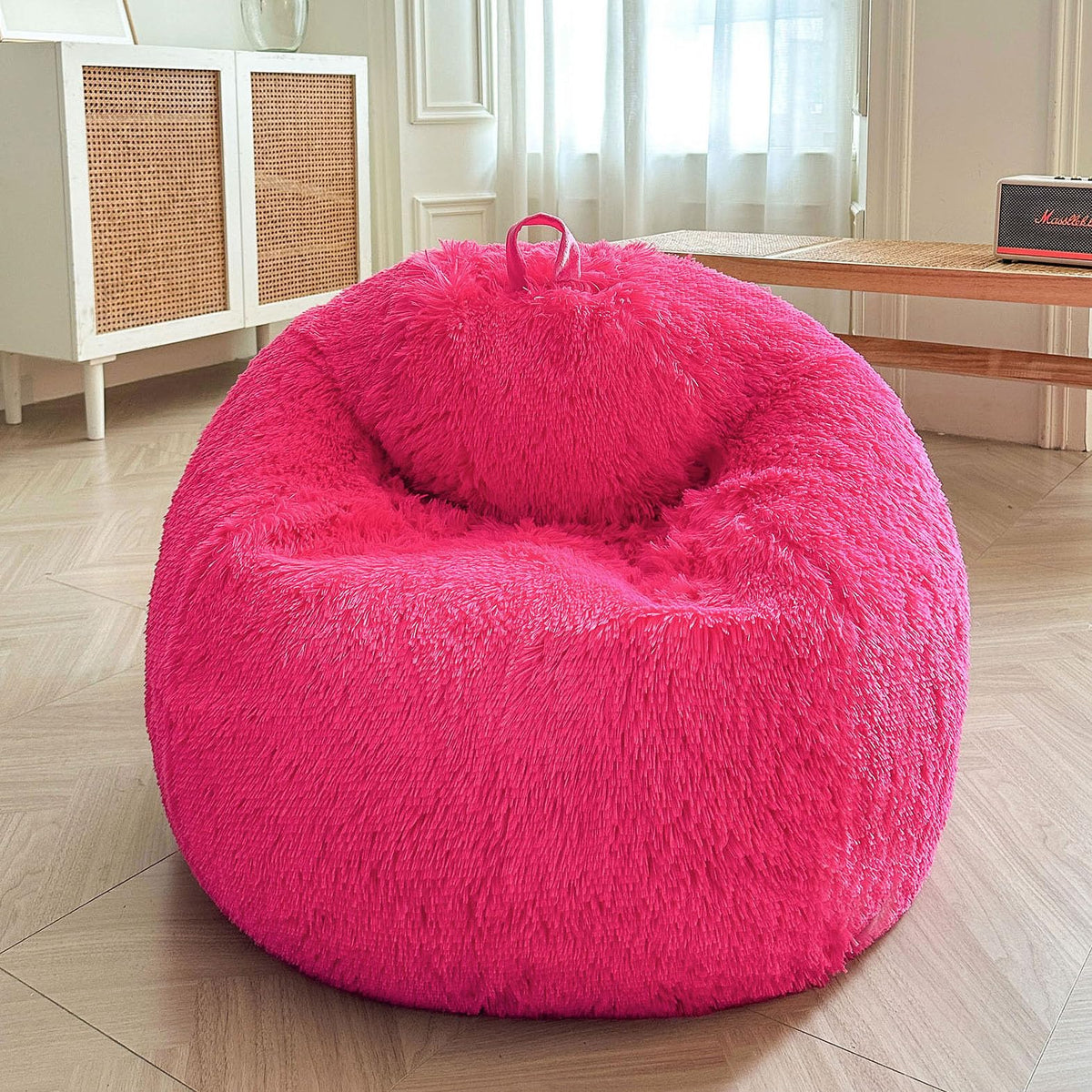 XeGe Kids Fluffy Faux Fur Bean Bag Chair Cover(No Filler), Rainbow
