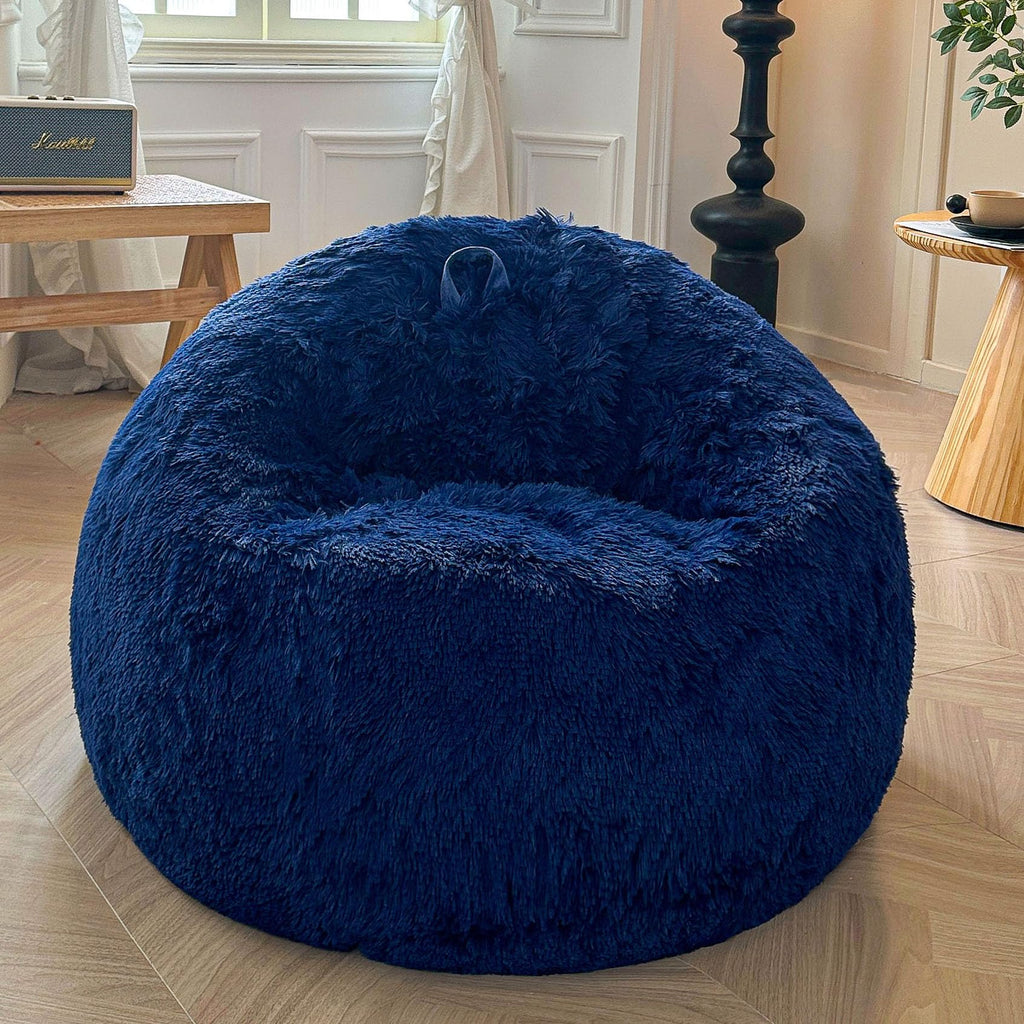 XeGe Kids Fluffy Faux Fur Bean Bag Chair Cover(No Filler), Rainbow