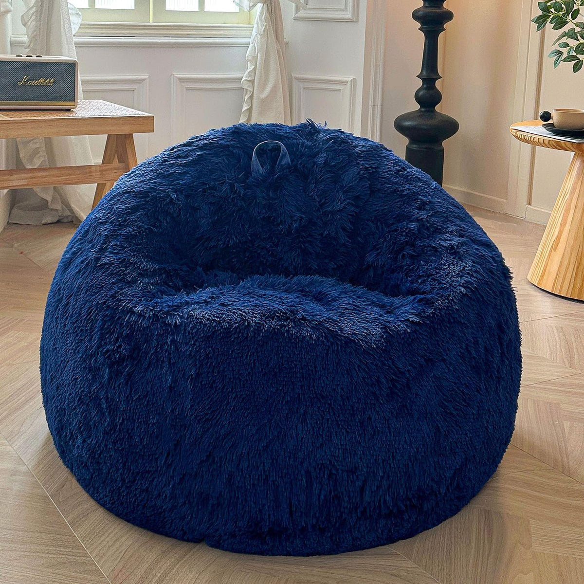 XeGe Kids Fluffy Faux Fur Bean Bag Chair Cover(No Filler), Rainbow