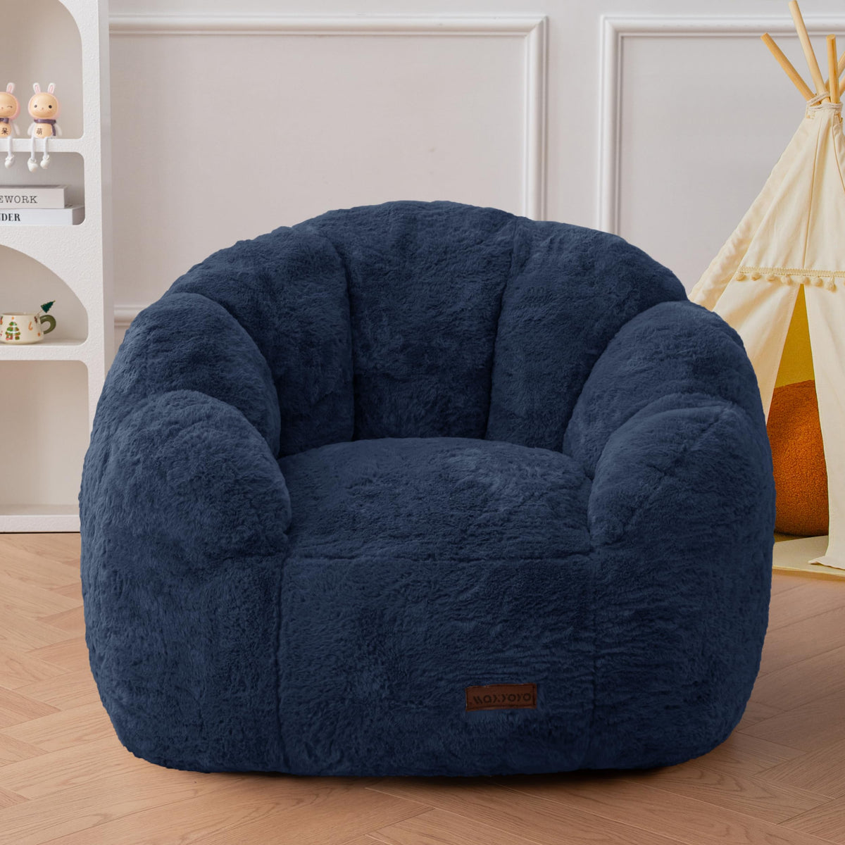 MAXYOYO Kids Bean Bag Chair, Floral Shaped Bean Bag Sofa, Grey
