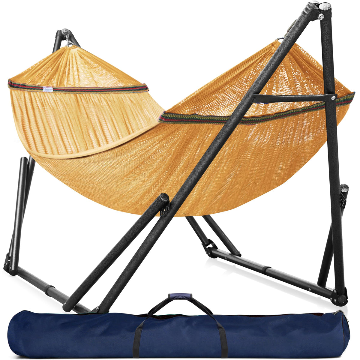 Tranquillo 600lbs Double Hammock with Stand Outdoor Indoor, Camping- Aegean