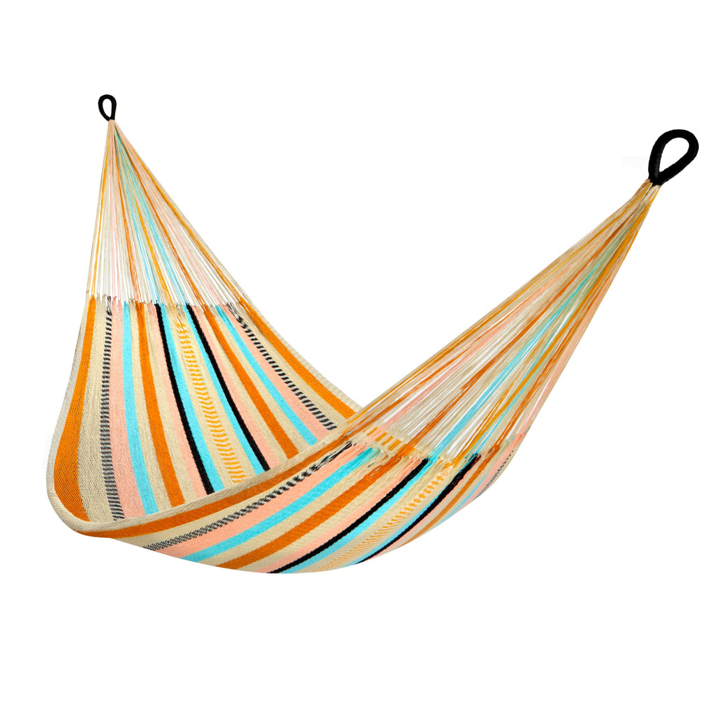 Handwoven Hammock by Yellow Leaf Hammocks - Double Size, Fits 1-2 PPL, 400lb max - Weathersafe, Super Strong, Easy to Hang, Ultra Soft, Artisan Made - Color: Red - Orange