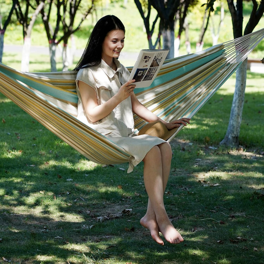 INNO STAGE Brazilian Hammock with Tree Straps, Carry Bag, Yellow & Green