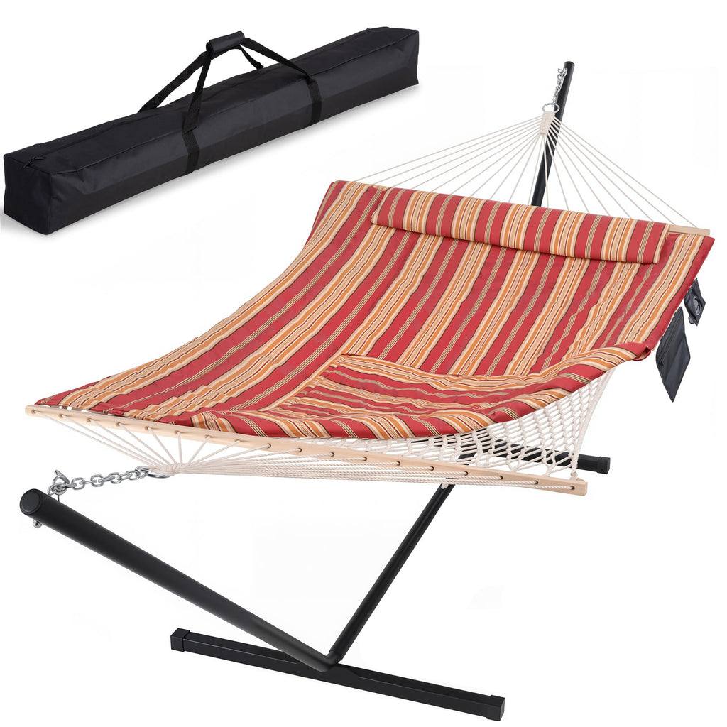 SUNCREAT Double Outdoor Hammock with Stand, Carrying Bag, Dark Gray