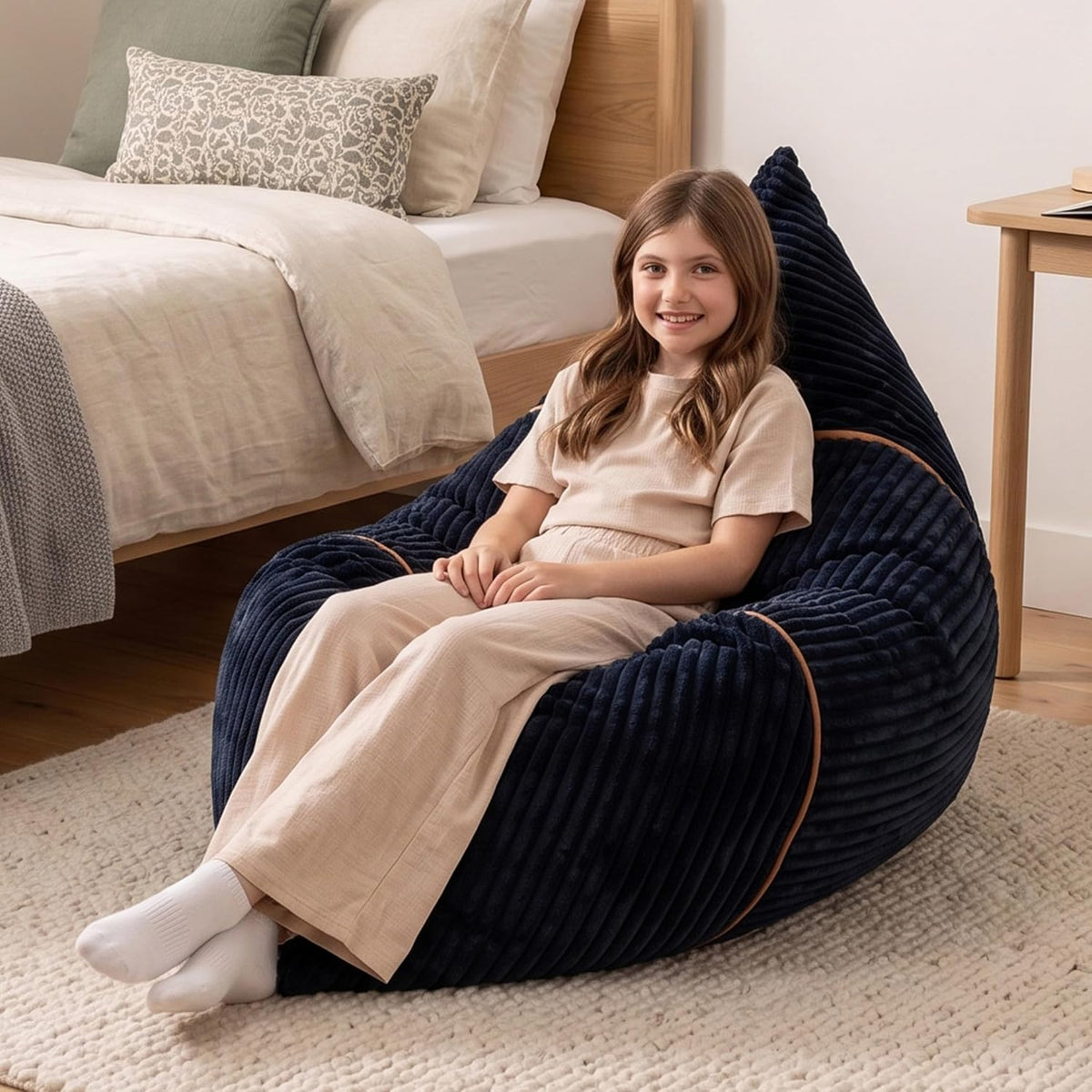 Big Joe Turnabout 3-in-1 Convertible Kids Bean Bag Chair, Midnight Blue