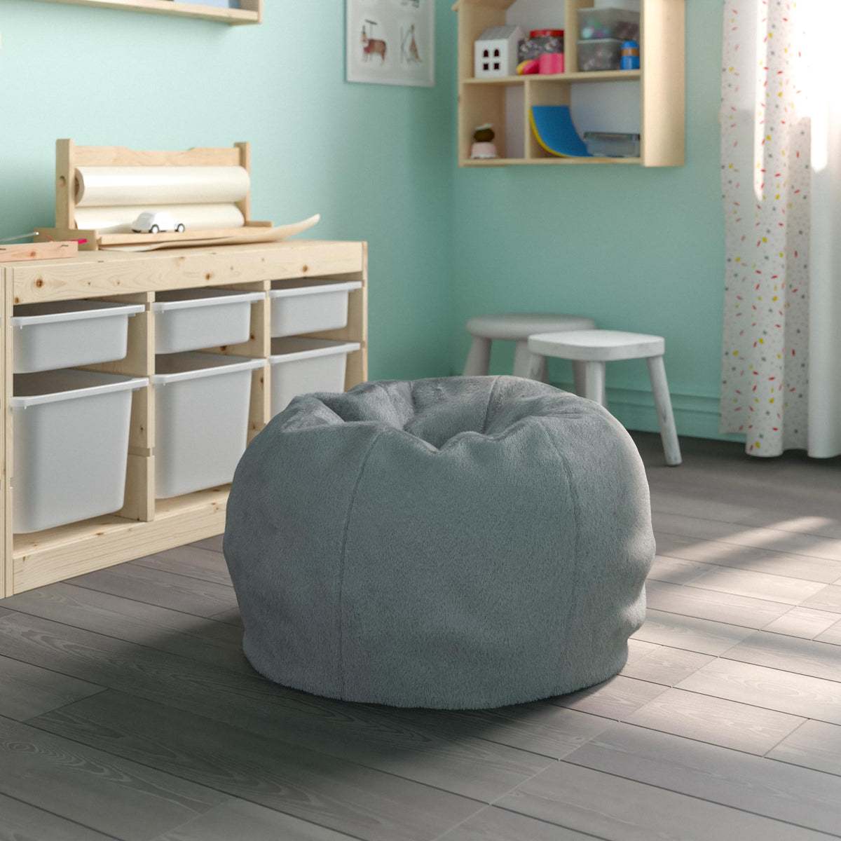 EMMA + OLIVER Gray Small Camouflage Bean Bag Chair