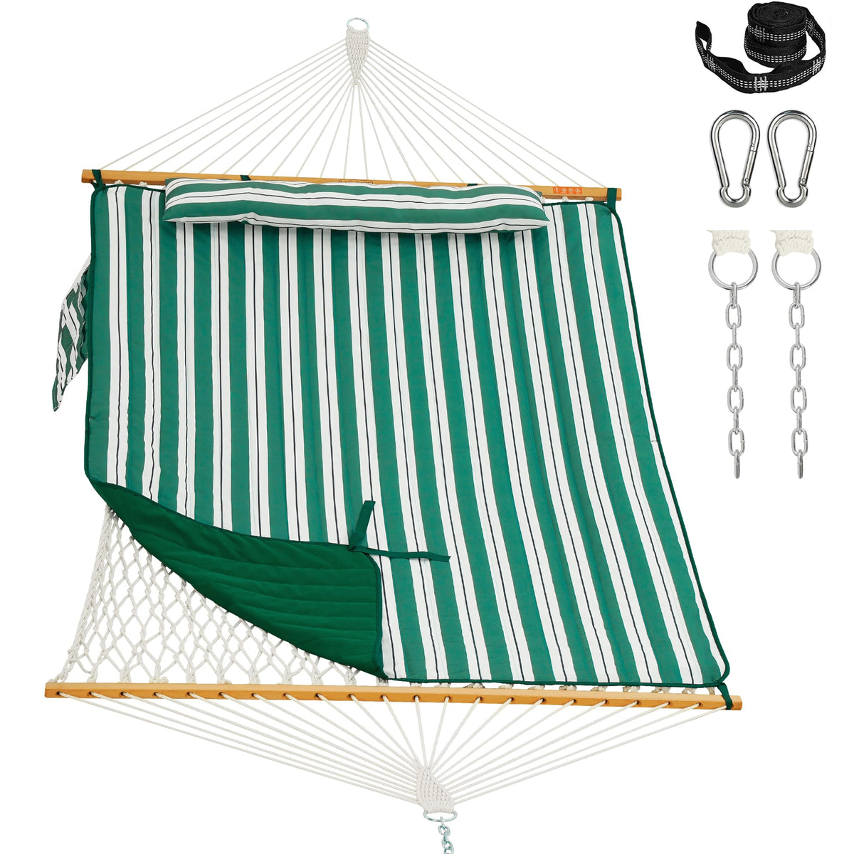 Lazy Daze Double Handwoven Rope Hammock with Pad and Pillow Set for Outdoor