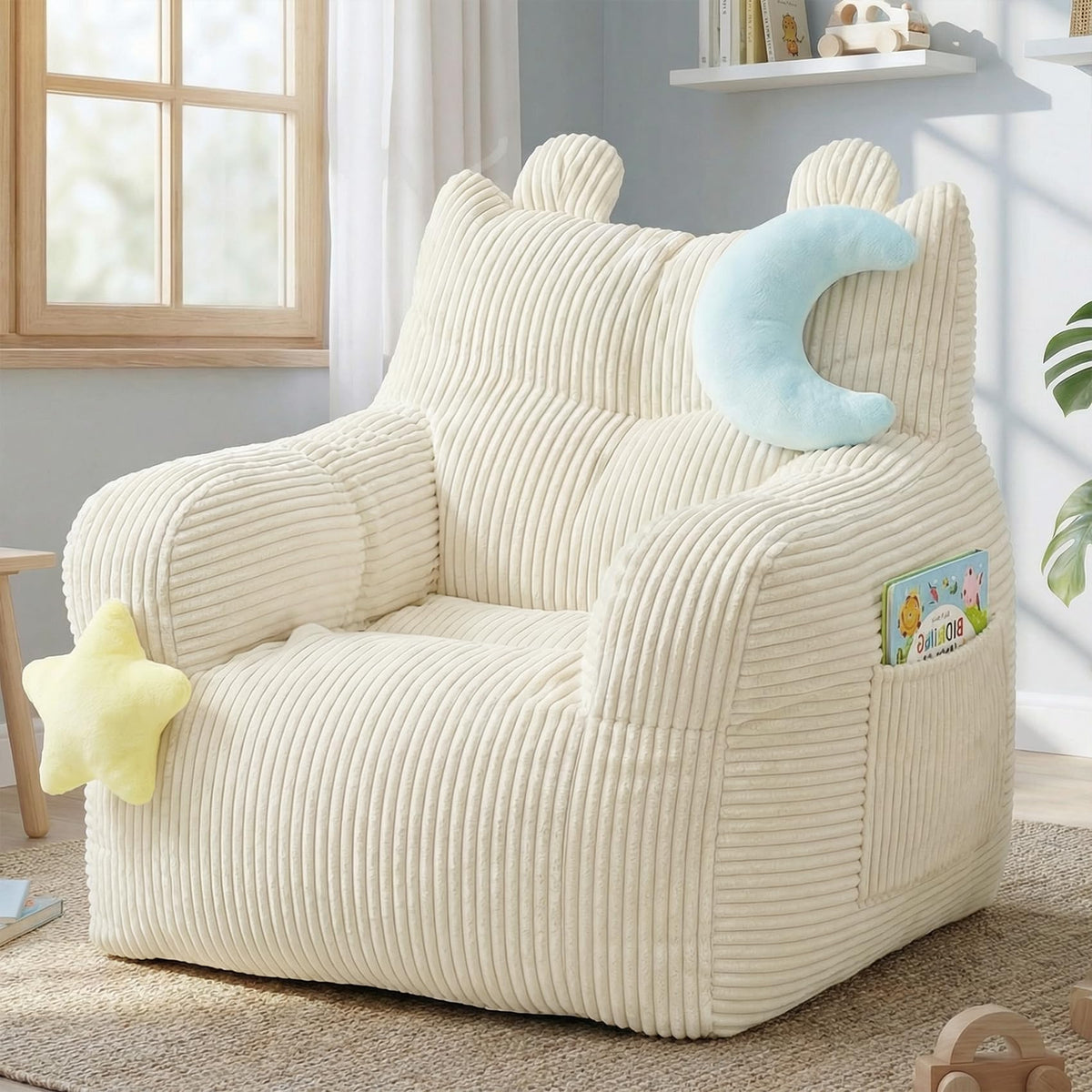 little dove Kids Bean Bag Chair with 2 Plush Toys, Comfy Bean Bag Sofa