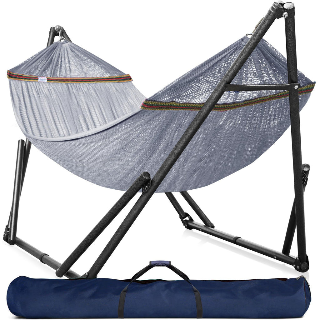 Tranquillo 600lbs Double Hammock with Stand Outdoor Indoor, Camping- Aegean