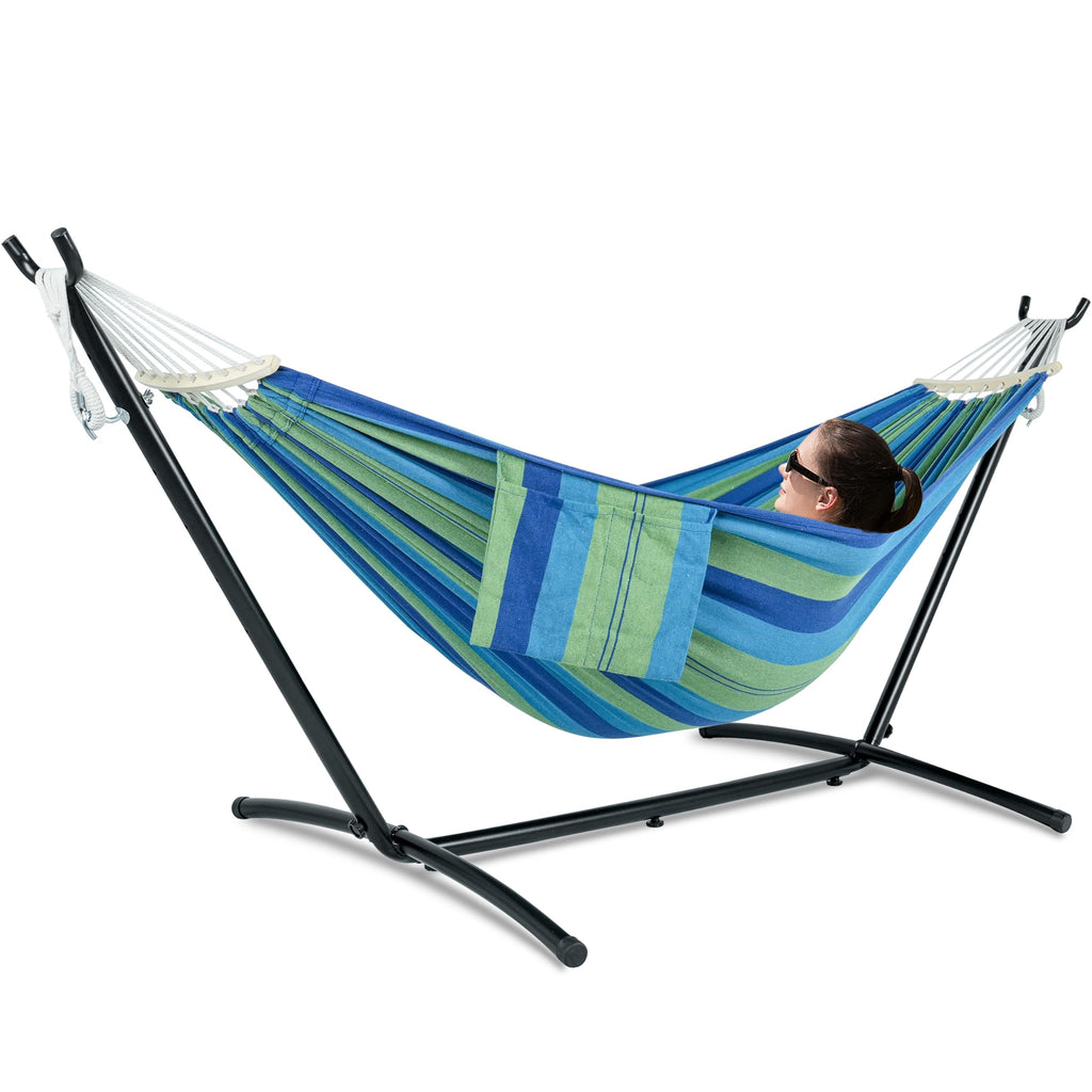 GAFETE Double Hammocks with Stand for Outside, Max 600lbs, (Classic Red)