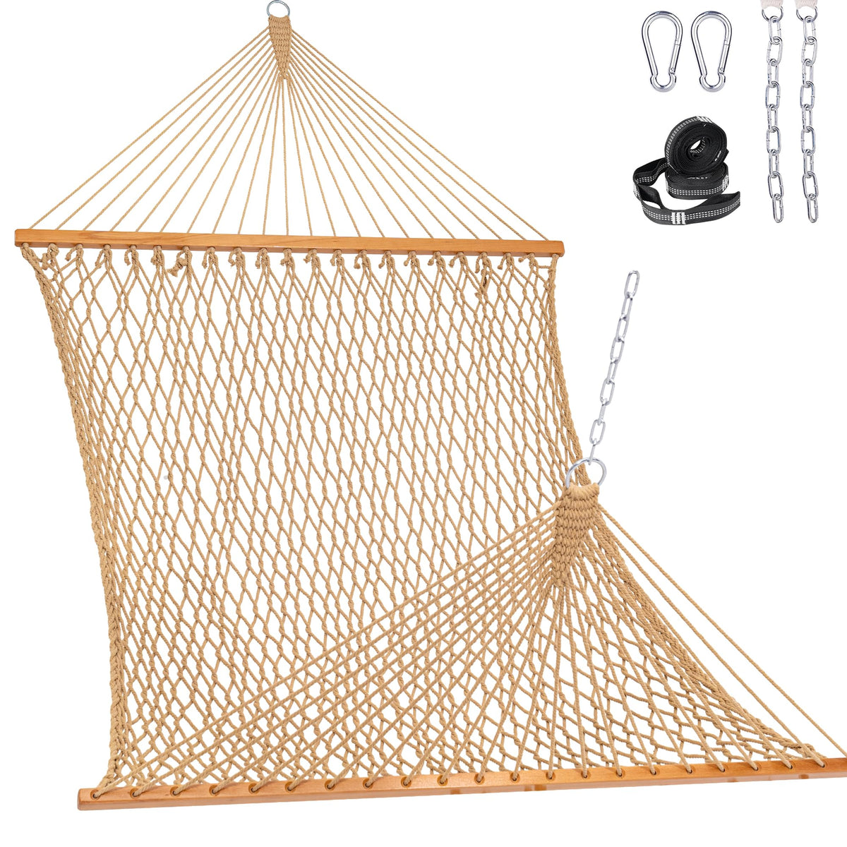 Lazy Daze Double Handwoven Rope Hammock for Outdoor Fits 12-13 Ft Stand