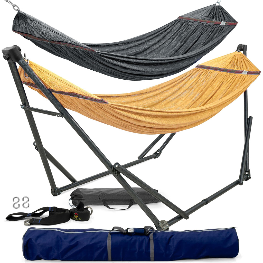 Tranquillo 600lbs Double Hammock with Stand Outdoor Indoor, Camping- Aegean