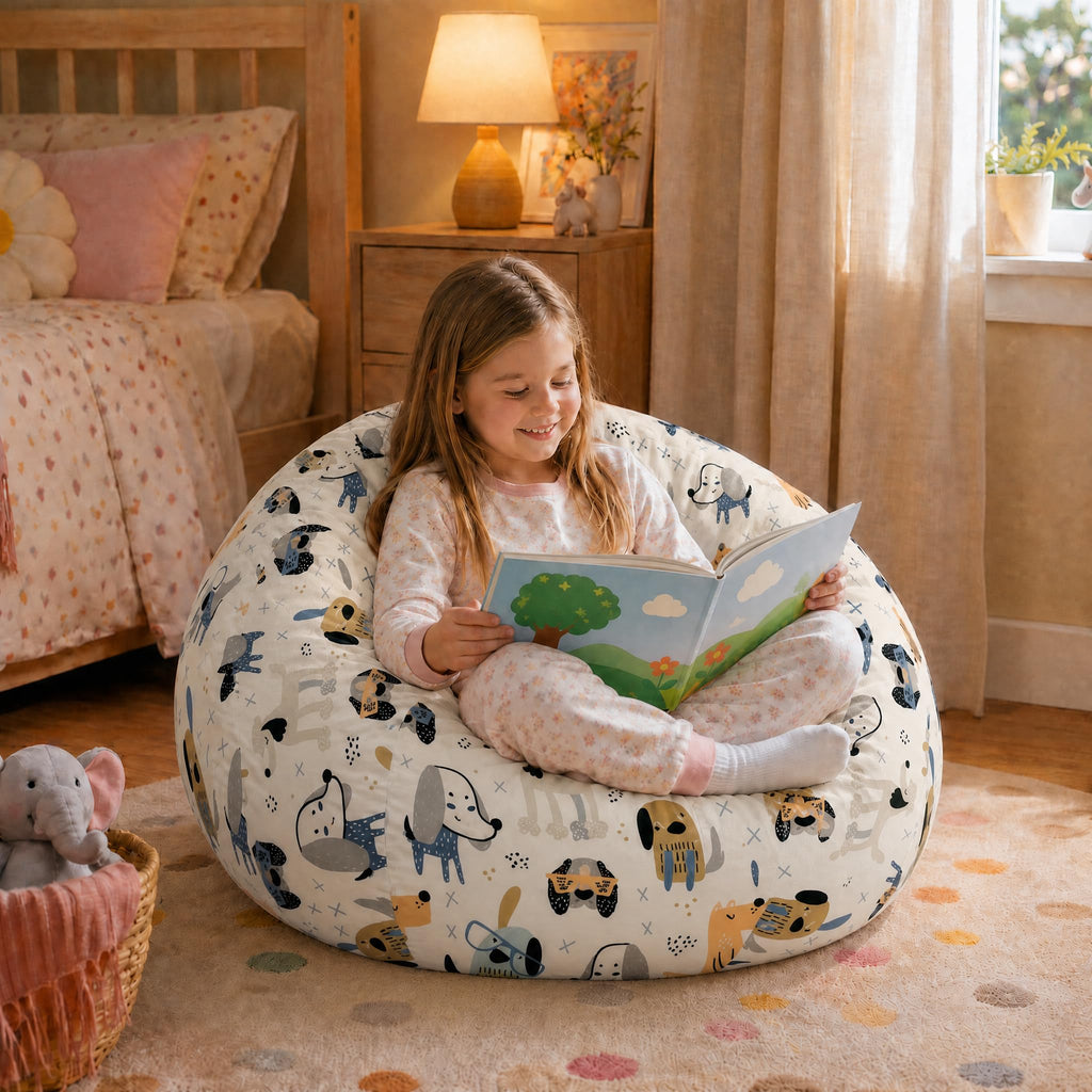 31.5"x31.5"x24" Kids Bean Bag Chair for Kids & Teens,Dark Blue
