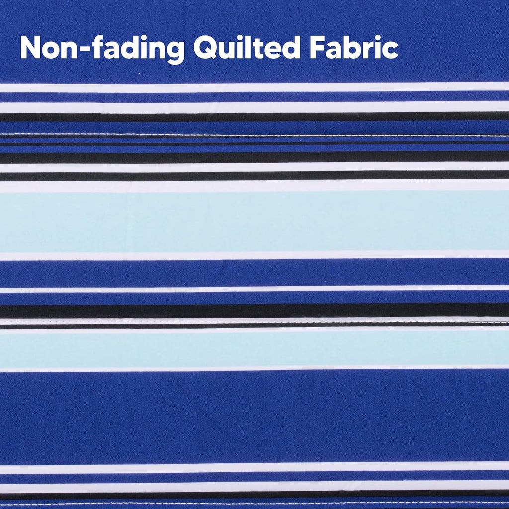 SUNCREAT Hammocks Quilted Fabric Hammock, Max 475lbs Capacity, Blue Stripes