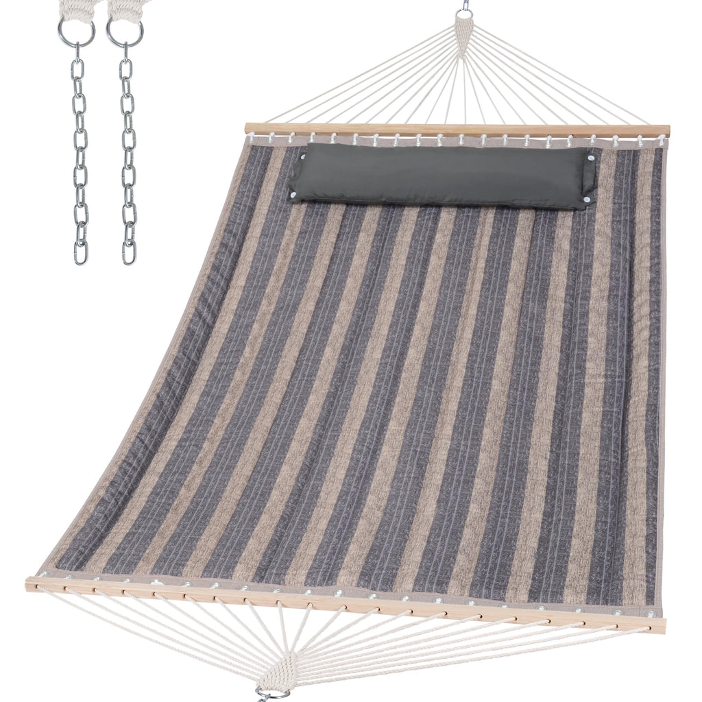 SUNCREAT Hammocks Quilted Fabric Hammock, Max 475lbs Capacity, Blue Stripes