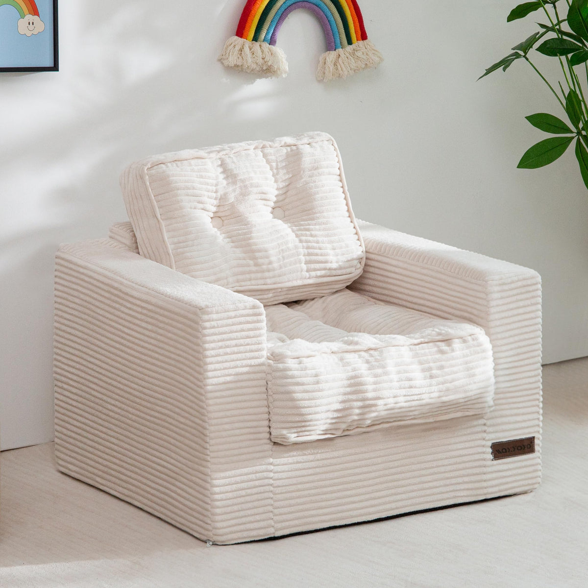 MAXYOYO Kids Bean Bag Chair, Upholstered Bean Bag Sofa Cloud Seat
