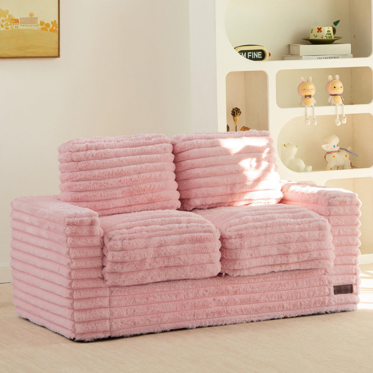 MAXYOYO Kids Bean Bag Chair, Comfy Upholstered Bean Bag Sofa with Filler