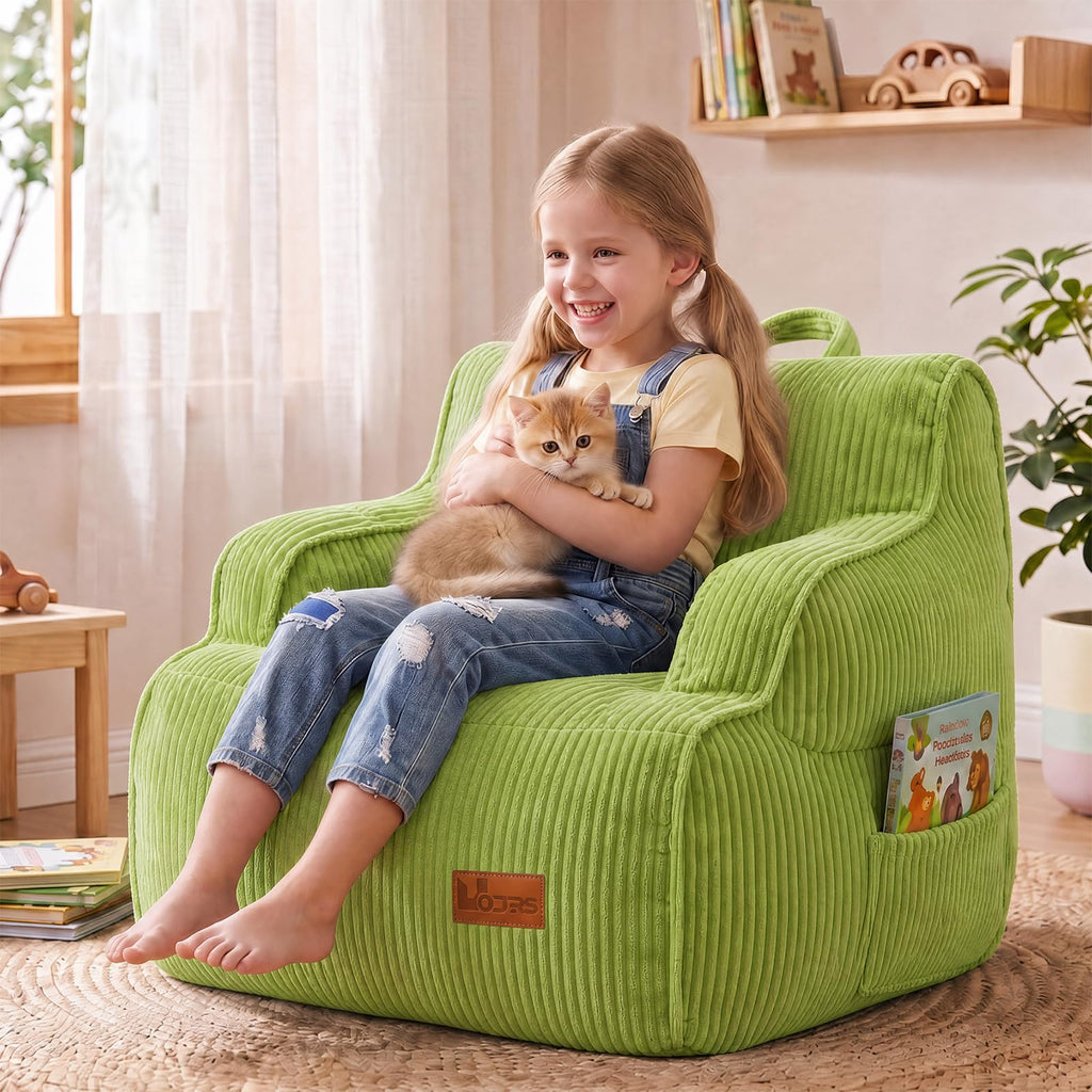 Bean Bag Chairs for Kids, Kids Bean Bag with Side Pocket-BurntOrange
