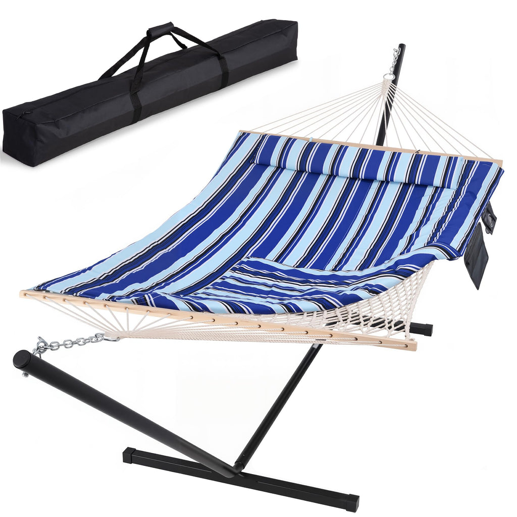 SUNCREAT Double Outdoor Hammock with Stand, Carrying Bag, Dark Gray