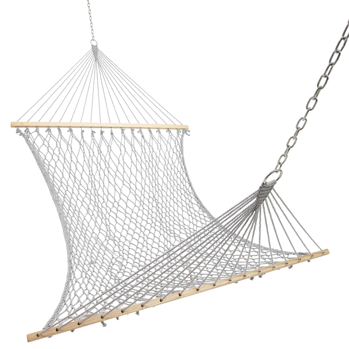 Sunnydaze Double Cotton Rope Hammock for Outside with Spreader Bar, Natural