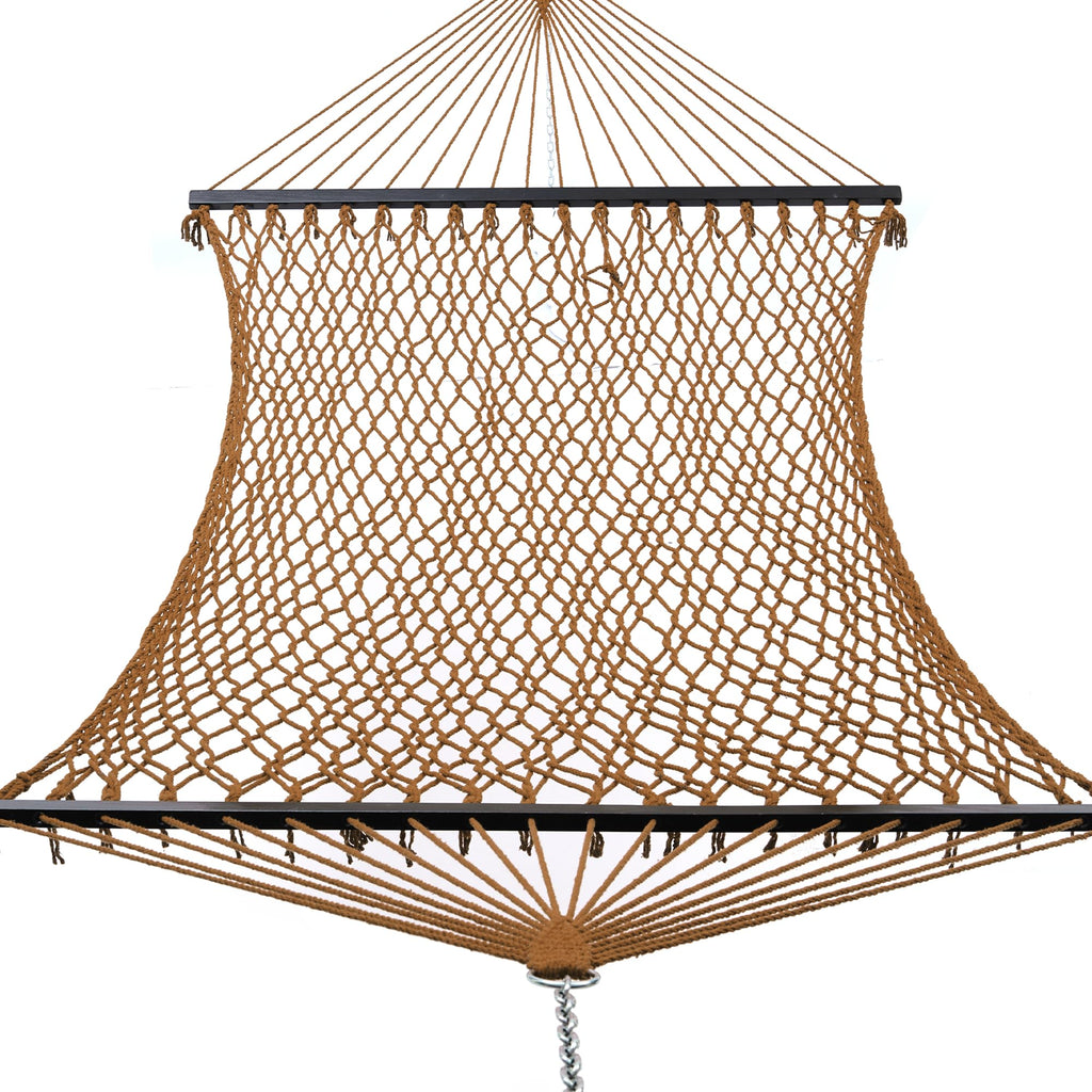 GAFETE Rope Hammock for Outside 2 Person, Handwoven (Natural Beige, Medium)