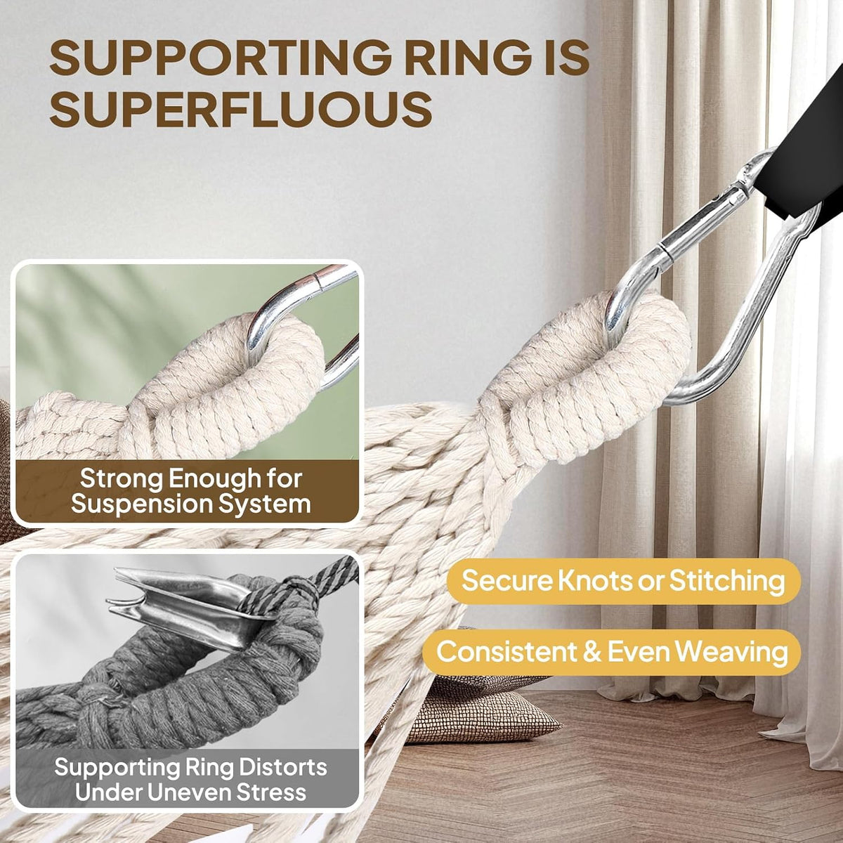 ANYOO Cotton Camping Hammock Portable with Tree Straps Holds 660lbs