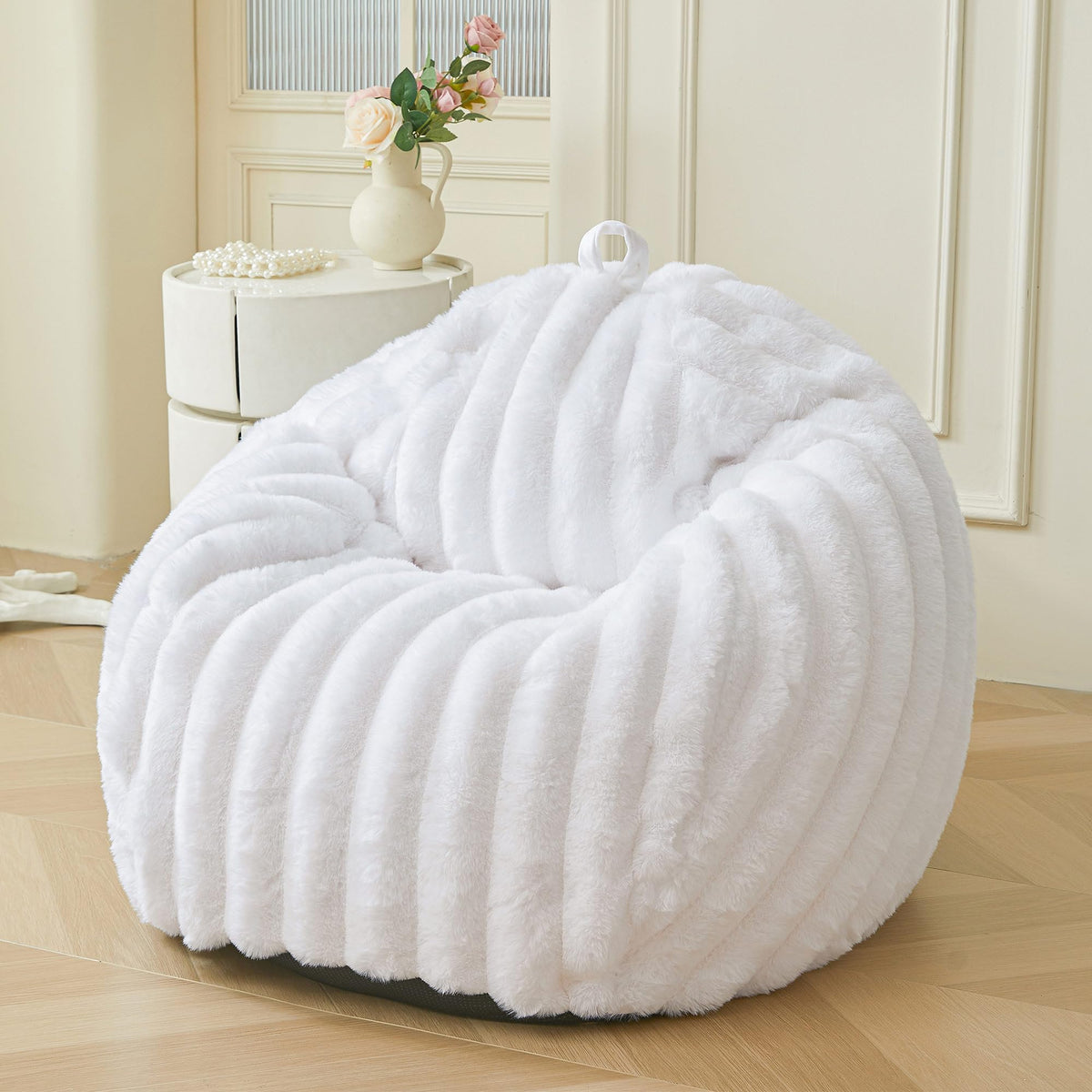 MEGO Kids Fluffy Faux Rabbit Fur Bean Bag Cover, No Filler, Burnt Orange