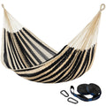 CHULIM Handwoven Mayan Hammock with 10ft Tree Straps, 550lbs Capacity Soft Rope Double Hammock, Portable Outdoor Hammock with Carry Bag for Camping Backyard Beach - Black White Stripe