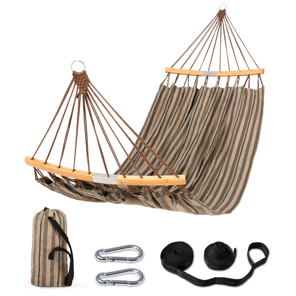 SUNCREAT Hammocks Double Hammock with Curved Spreader Bar, Dark Gray