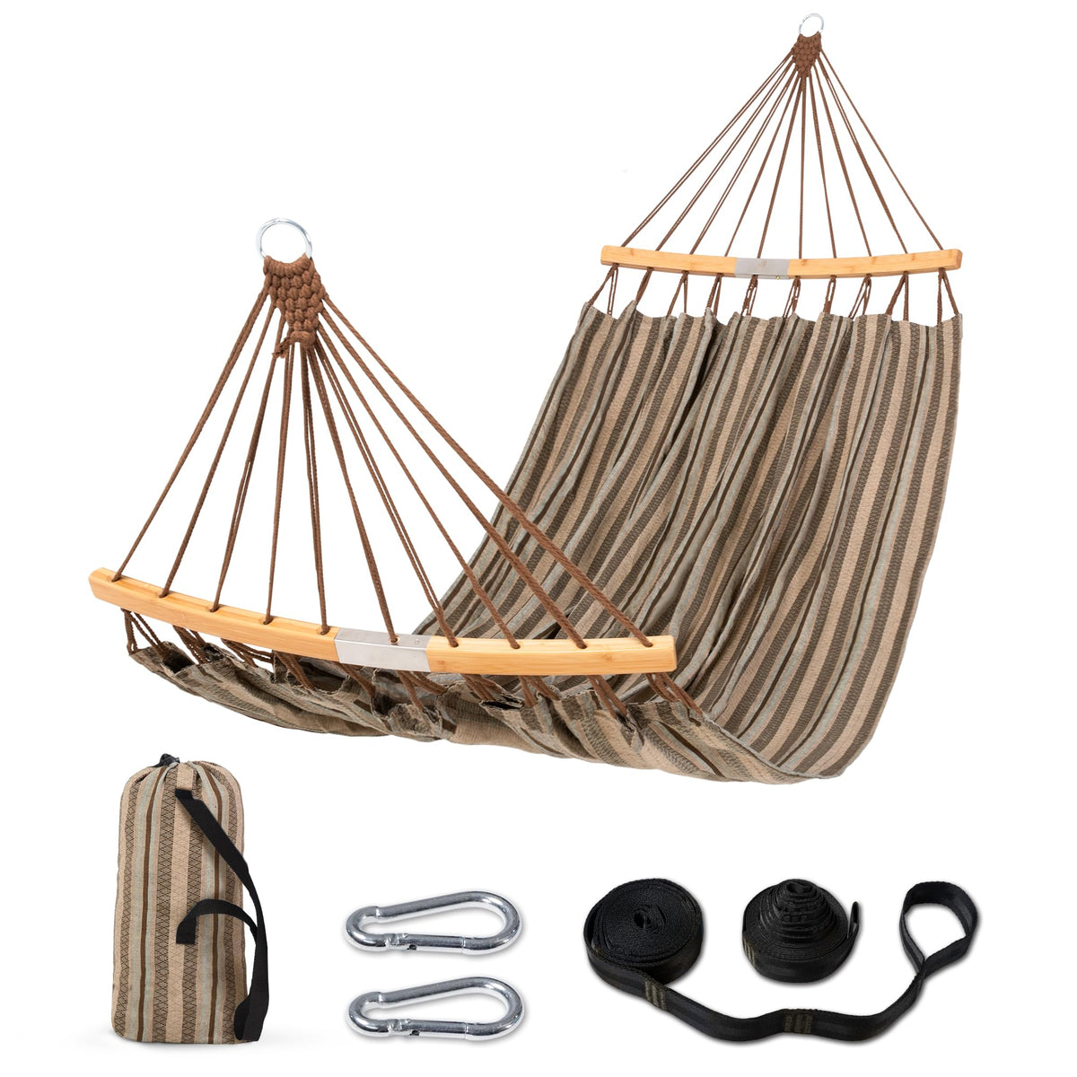 SUNCREAT Hammocks Double Hammock with Curved Spreader Bar, Dark Gray
