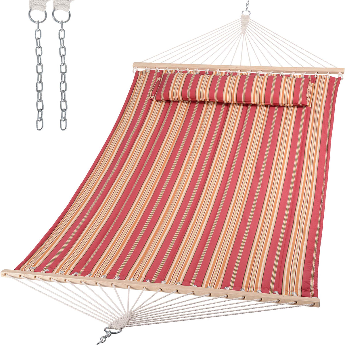 SUNCREAT Heavy Duty 2 Person Hammock for Indoor, Outdoor, Gray