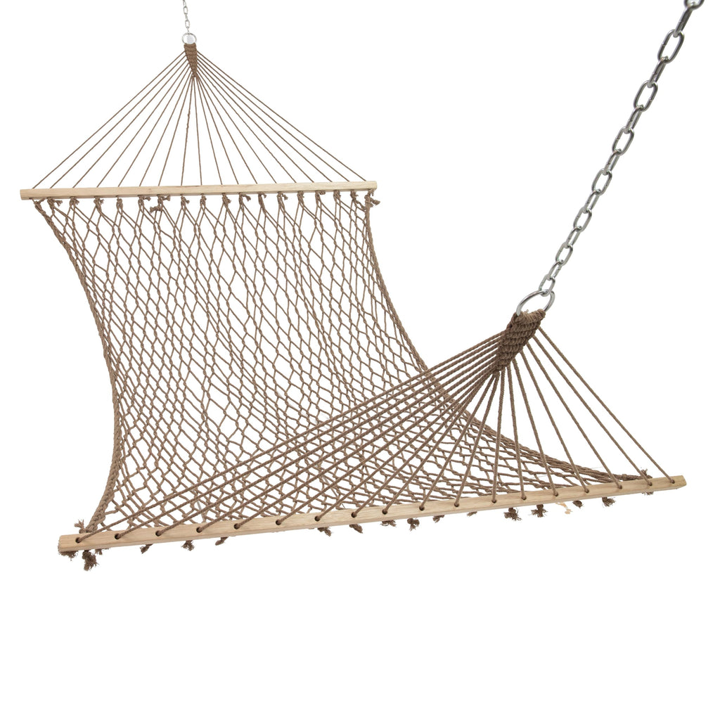 Sunnydaze Double Cotton Rope Hammock for Outside with Spreader Bar, Natural