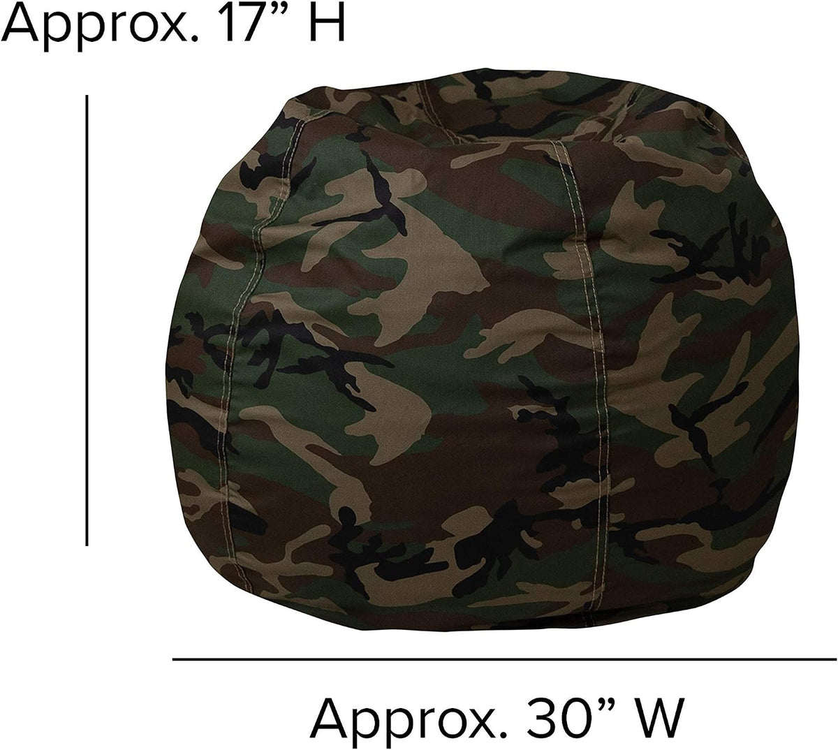 EMMA + OLIVER Gray Small Camouflage Bean Bag Chair