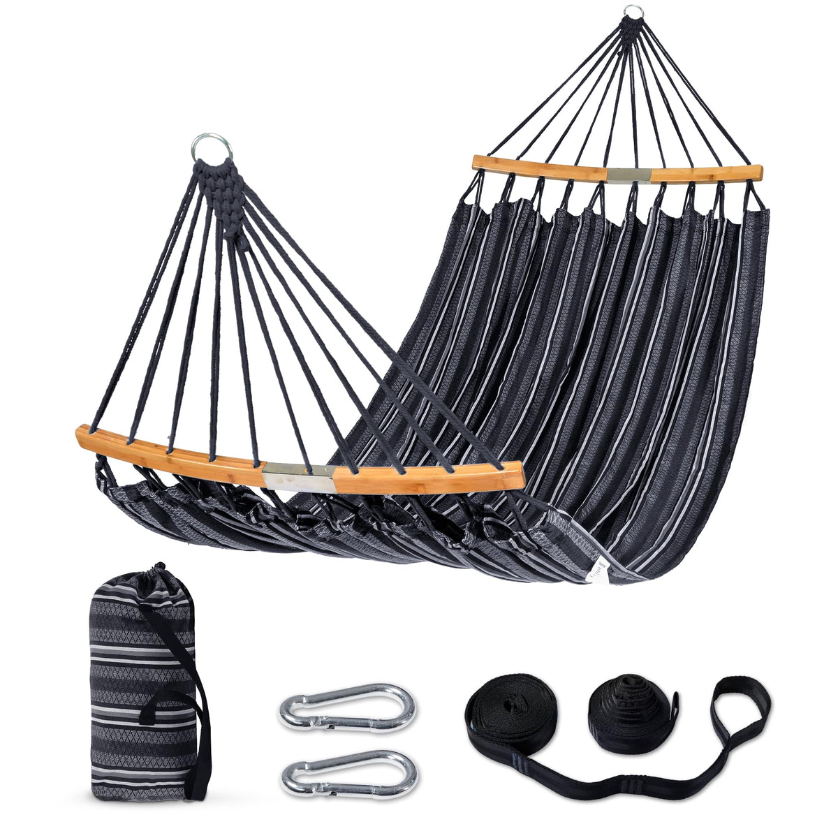 SUNCREAT Hammocks Double Hammock with Curved Spreader Bar, Dark Gray