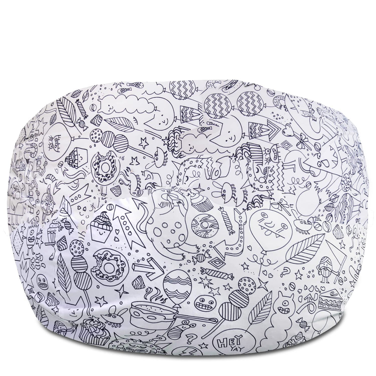 Posh Creations Structured Comfy Bean Bag Chair for Gaming, Reading, and Watching TV, Malibu Lounge, Canvas - Forest Critters on White
