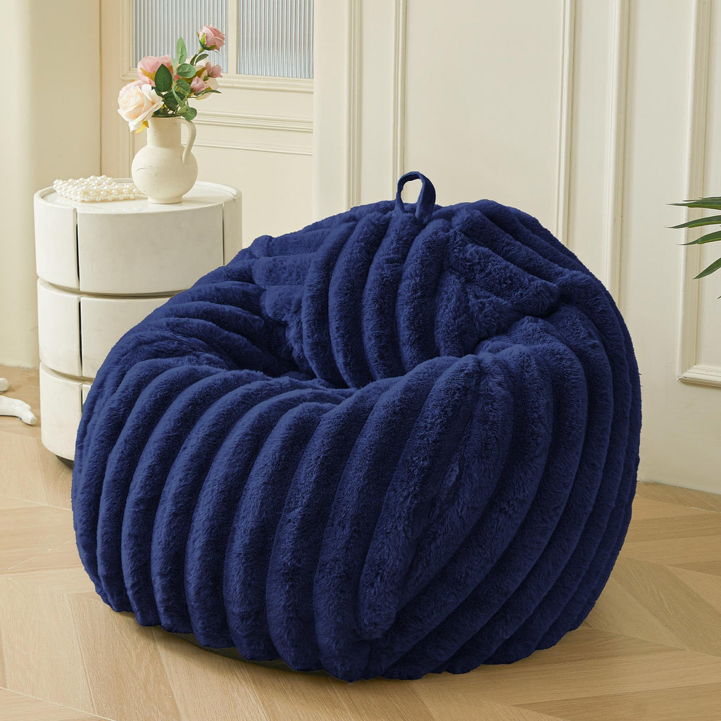 MEGO Kids Fluffy Faux Rabbit Fur Bean Bag Cover, No Filler, Burnt Orange