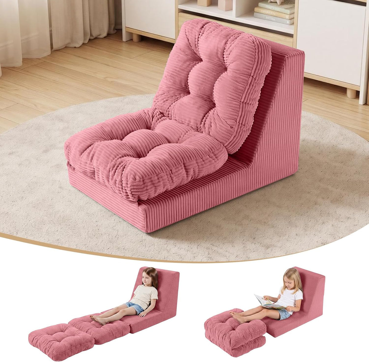 COMAX Bean Bag Chairs for Kids, 3-in-1 Foldable Kids Sofa Couch