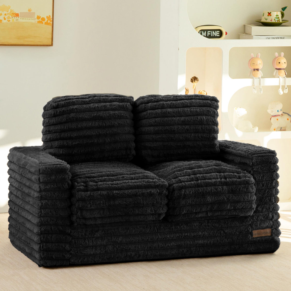 MAXYOYO Kids Bean Bag Chair, Comfy Upholstered Bean Bag Sofa with Filler