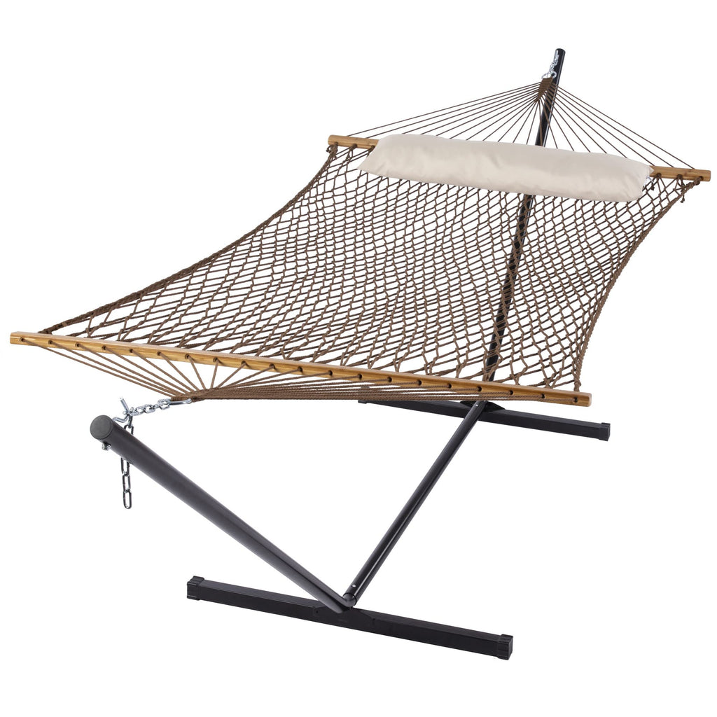 SUNCREAT Double Outdoor Hammock with Stand, Carrying Bag, Dark Gray