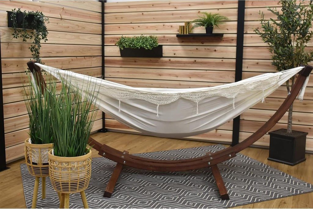 Vivere Solid Pine Wood Hammock Combo, Natural