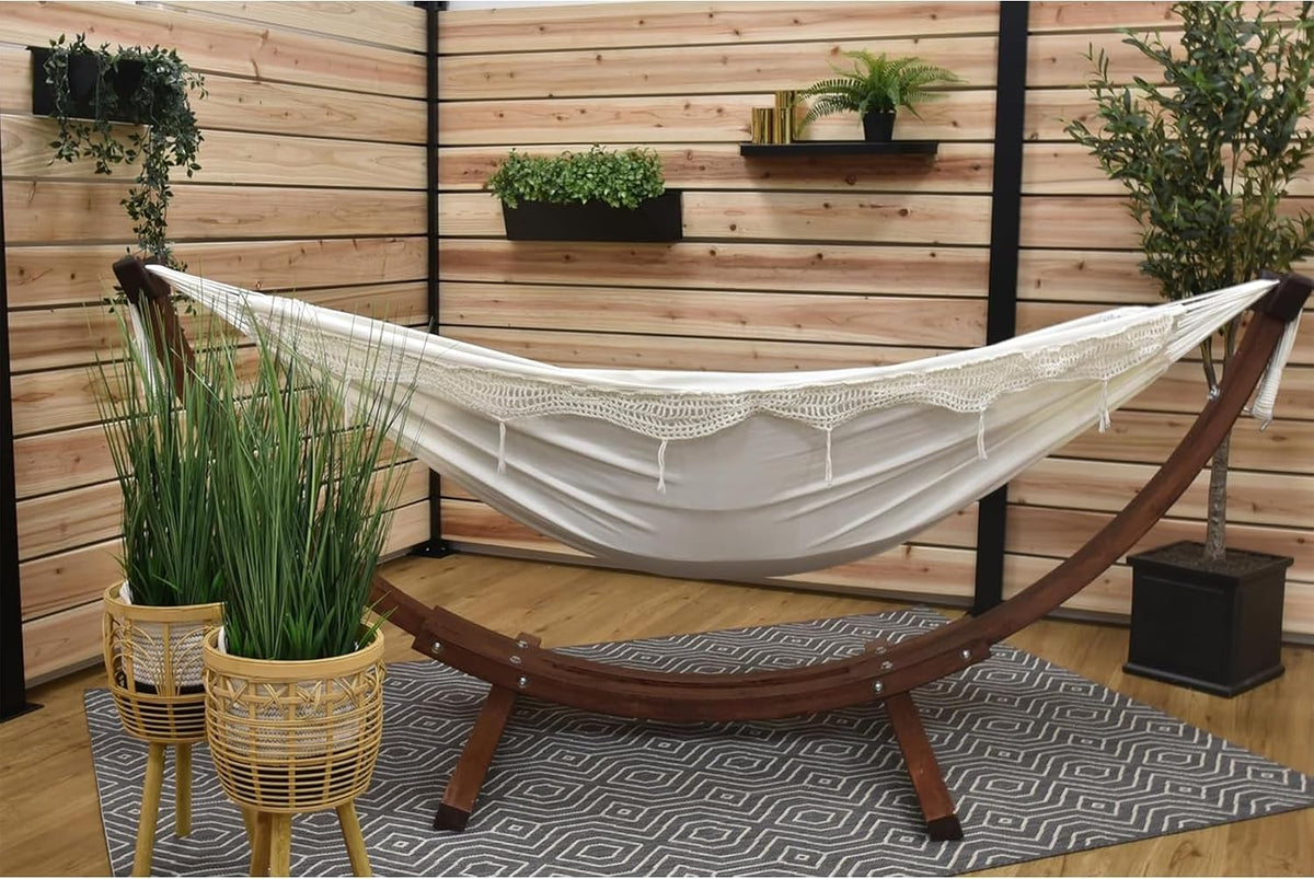 Vivere Solid Pine Wood Hammock Combo, Natural