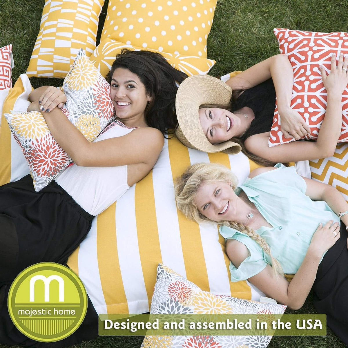 Majestic Home Goods Classic Bean Bag Chair - Ikat Dots Giant Classic Bean Bags for Small Adults and Kids (28 x 28 x 22 Inches) (Citris Yellow)