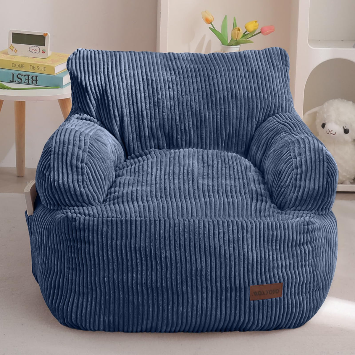 MAXYOYO Kids Bean Bag Chair, Stuffed Bean Bag Sofa, Dark Grey, Standard
