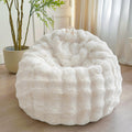 LIFEREVO Kids Fluffy Faux Rabbit Fur Bean Bag Cover, No Filler, Rainbow