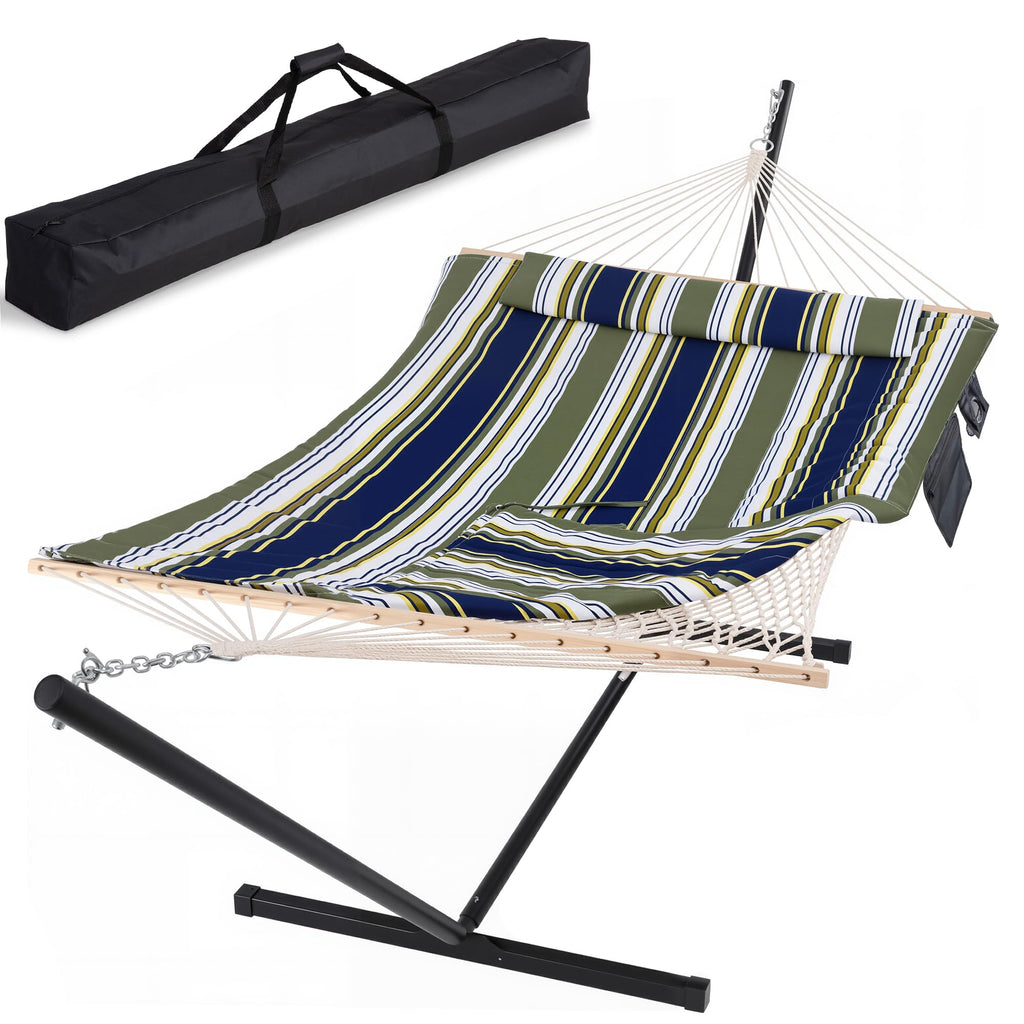 SUNCREAT Double Outdoor Hammock with Stand, Carrying Bag, Dark Gray