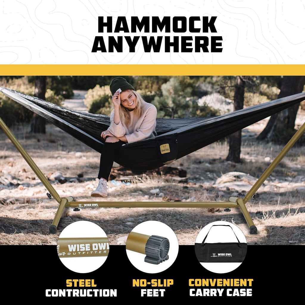 Wise Owl Outfitters Adjustable Portable Hammock Stand, 440lb Capacity