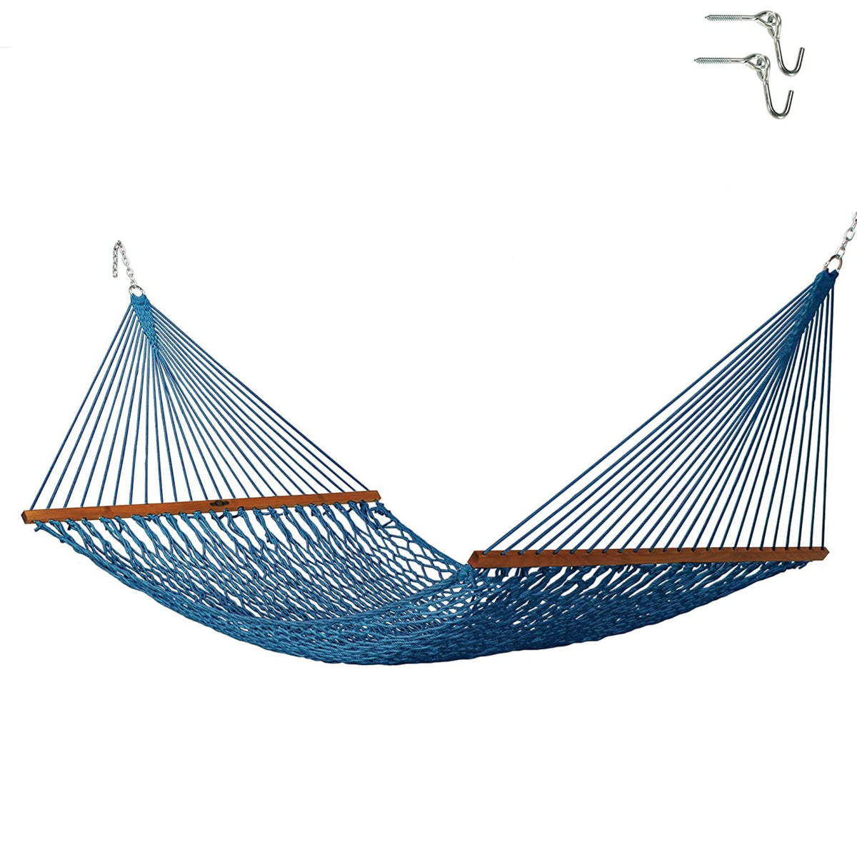 Original Pawleys Island Deluxe Oatmeal DuraCord Rope Hammock – 13 ft. x 60 in., 2-Person, 450 lb Capacity, Oak Spreader Bar, Zinc-Plated Hardware, Handcrafted in the USA
