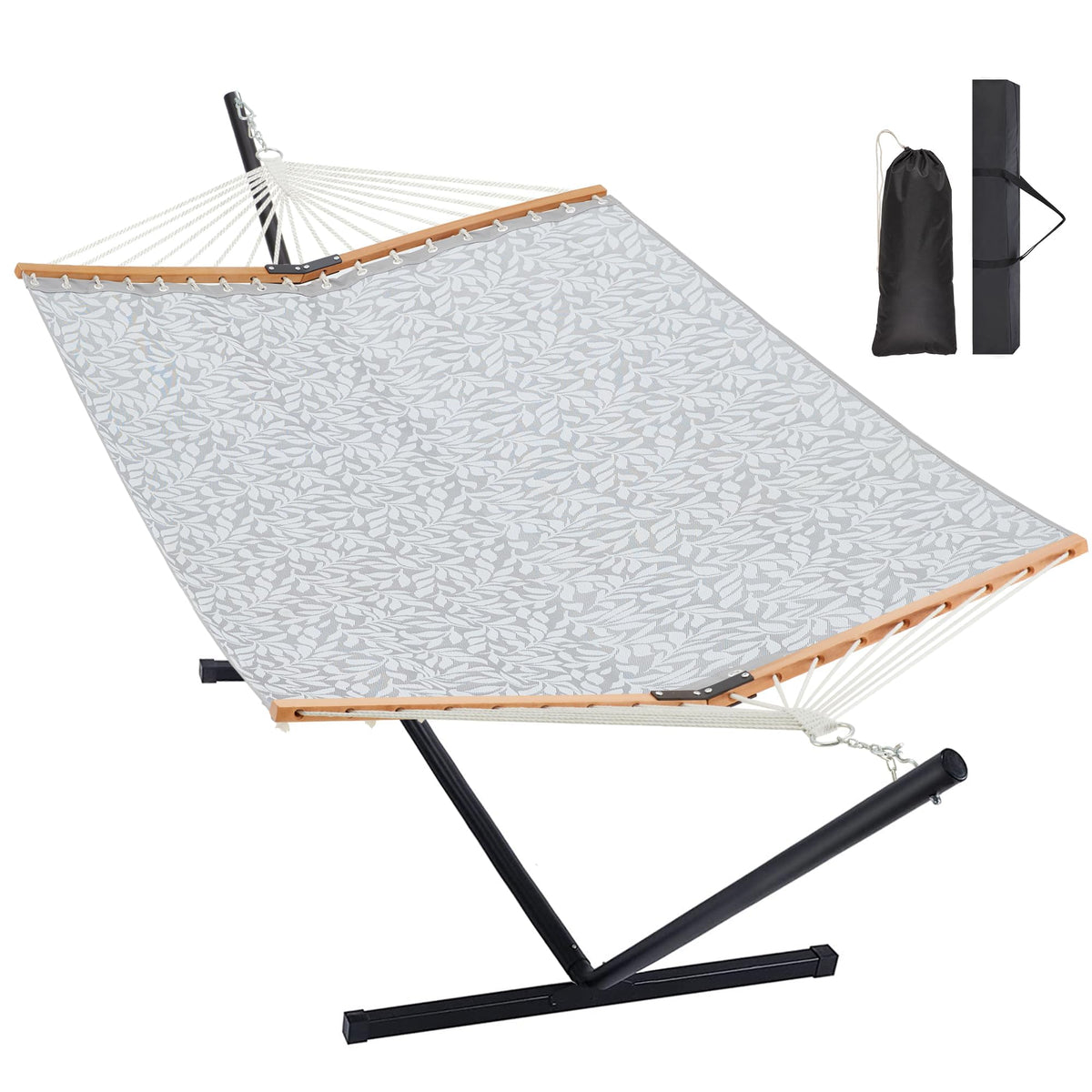 Homgava Two Person Hammock with Stand for Outside, Off White