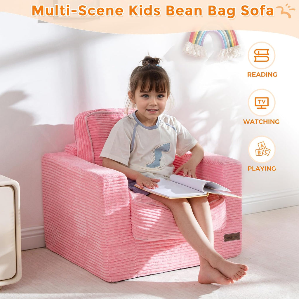 MAXYOYO Kids Bean Bag Chair, Upholstered Bean Bag Sofa Cloud Seat