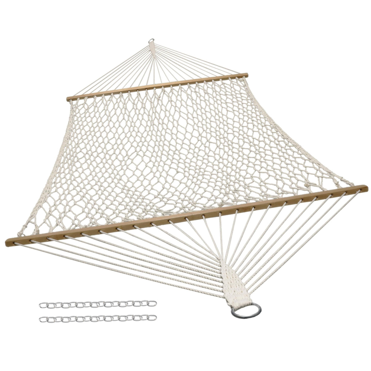 Sunnydaze Double Cotton Rope Hammock for Outside with Spreader Bar, Natural
